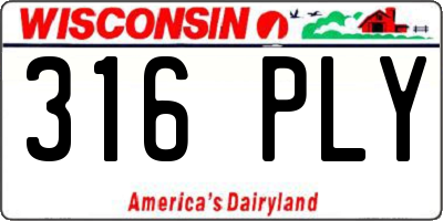 WI license plate 316PLY