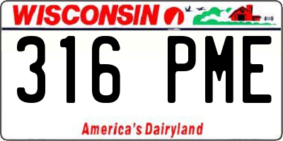 WI license plate 316PME