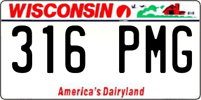 WI license plate 316PMG
