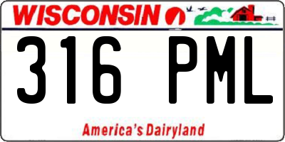 WI license plate 316PML
