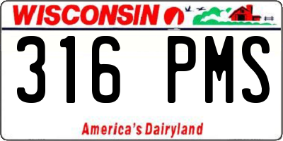 WI license plate 316PMS