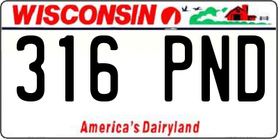 WI license plate 316PND