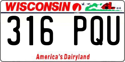 WI license plate 316PQU