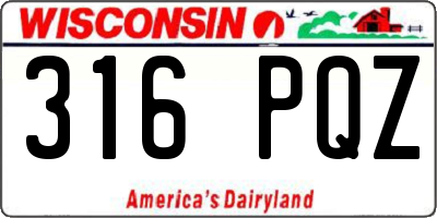 WI license plate 316PQZ