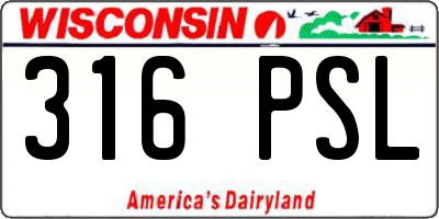 WI license plate 316PSL
