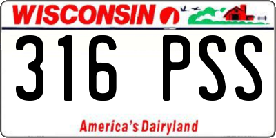 WI license plate 316PSS