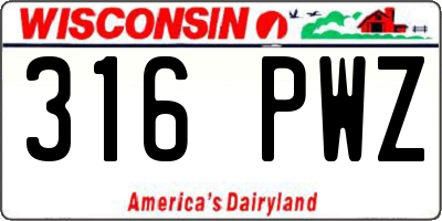 WI license plate 316PWZ