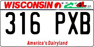WI license plate 316PXB