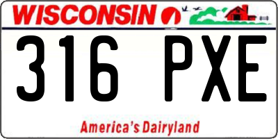 WI license plate 316PXE