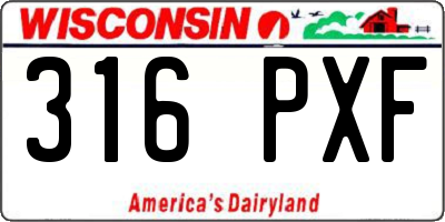 WI license plate 316PXF