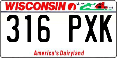WI license plate 316PXK