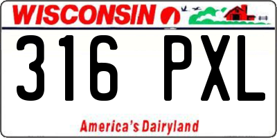 WI license plate 316PXL