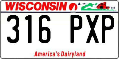WI license plate 316PXP