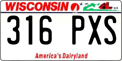 WI license plate 316PXS