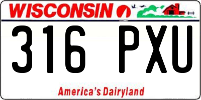 WI license plate 316PXU