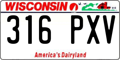 WI license plate 316PXV