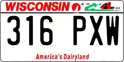WI license plate 316PXW