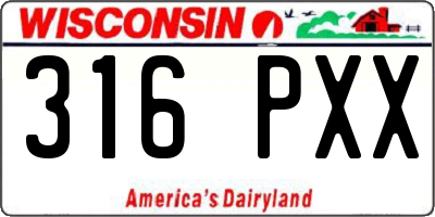 WI license plate 316PXX