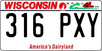 WI license plate 316PXY