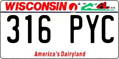 WI license plate 316PYC