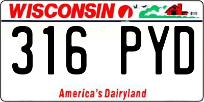 WI license plate 316PYD