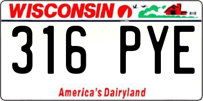 WI license plate 316PYE