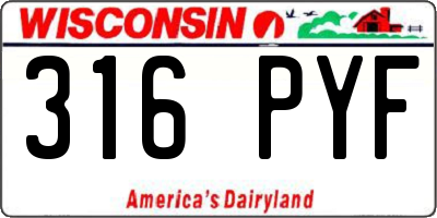 WI license plate 316PYF