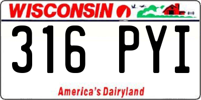 WI license plate 316PYI