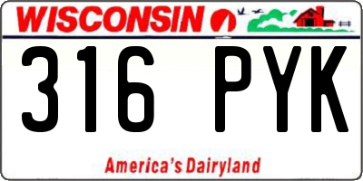WI license plate 316PYK