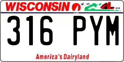 WI license plate 316PYM