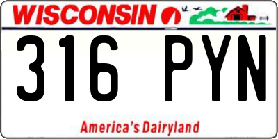 WI license plate 316PYN