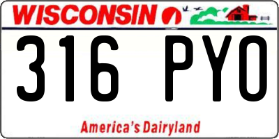 WI license plate 316PYO