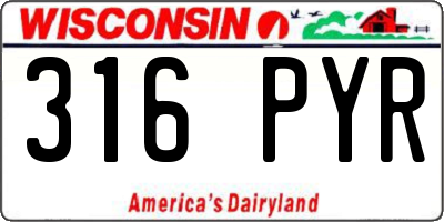 WI license plate 316PYR