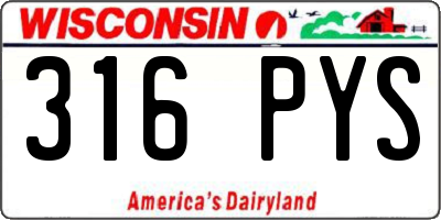 WI license plate 316PYS