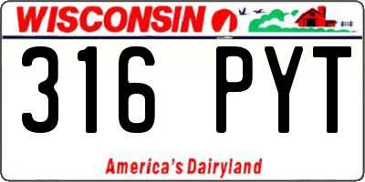 WI license plate 316PYT