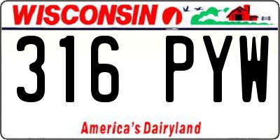 WI license plate 316PYW