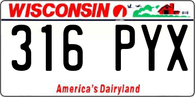 WI license plate 316PYX