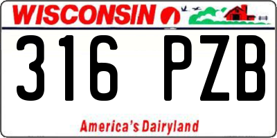 WI license plate 316PZB