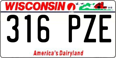 WI license plate 316PZE