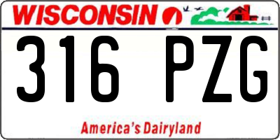 WI license plate 316PZG