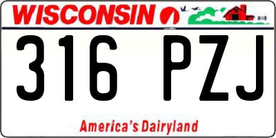 WI license plate 316PZJ