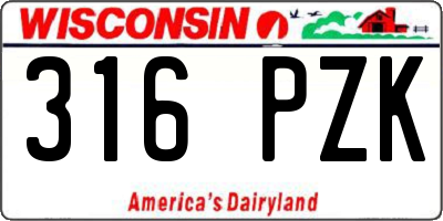 WI license plate 316PZK