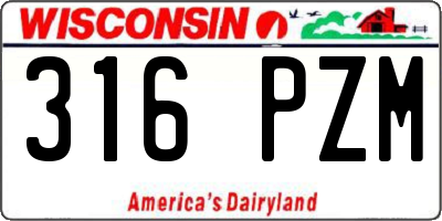 WI license plate 316PZM