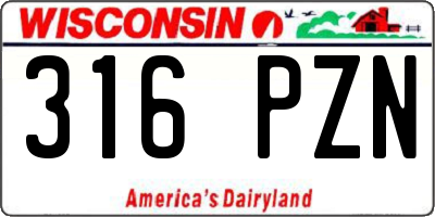 WI license plate 316PZN