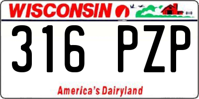 WI license plate 316PZP