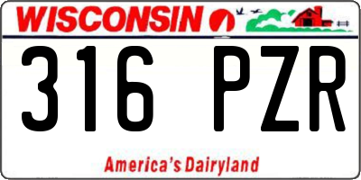 WI license plate 316PZR