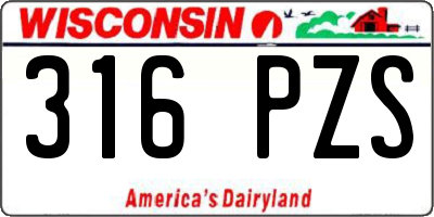 WI license plate 316PZS