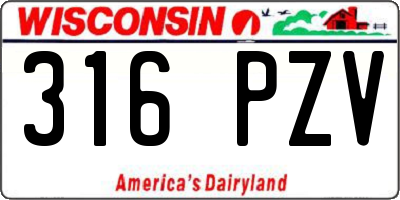 WI license plate 316PZV