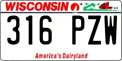 WI license plate 316PZW
