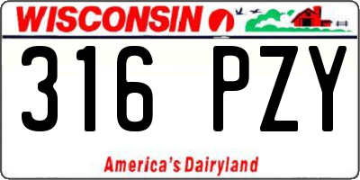 WI license plate 316PZY